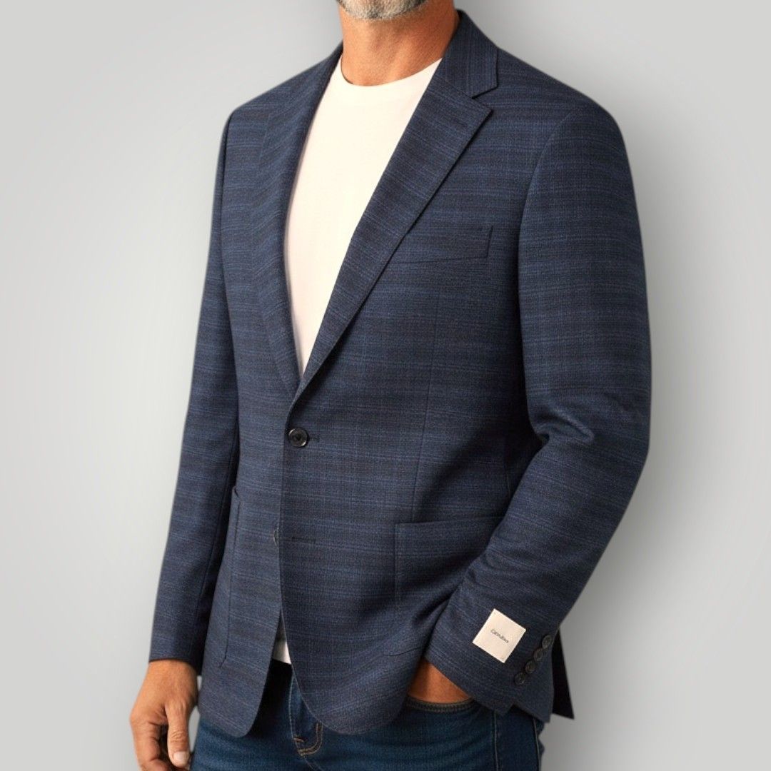 Calvin Klein Mens Blazer 46r Sport Coat Two Button Suit Jacket Slim Fit Navy Blu